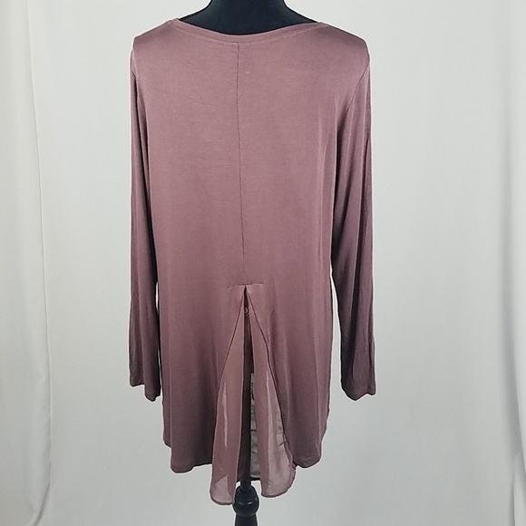 LOGO by Lori Goldstein L knit top w/chiffon back - Picture 5 of 7